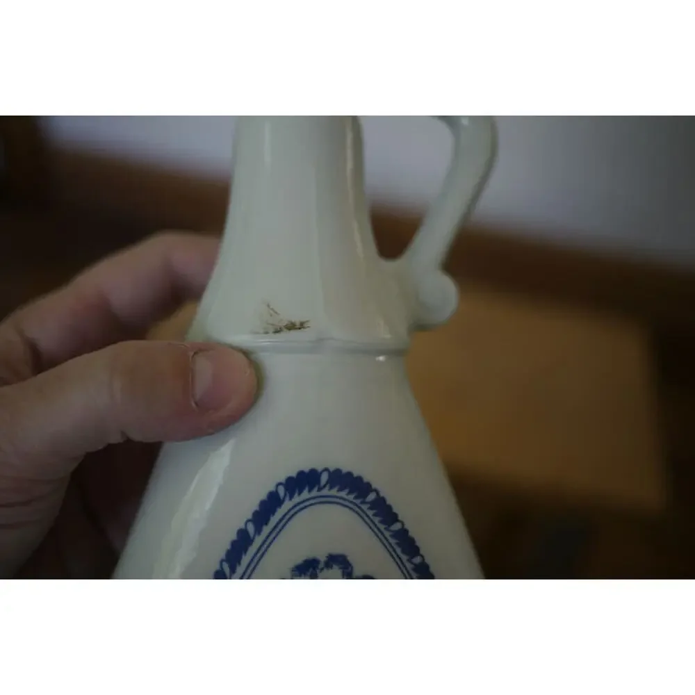 Vtg DUTCH Windmill Milk Glass Delft Liquor Bottle Jug Decanter Beam's Choice
